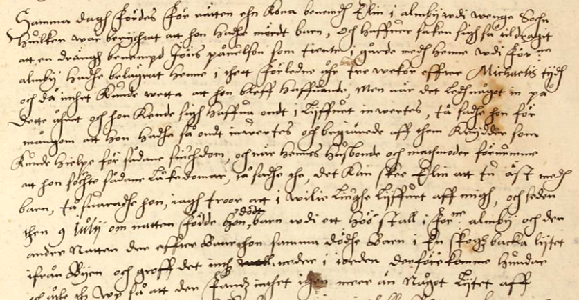den handskrivna fortsättningen av protokollet 1615